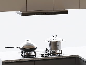 Modern range hood stove suit 3d model