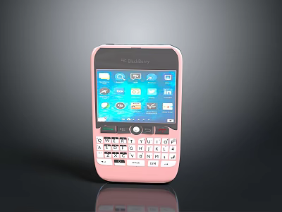 Pink BlackBerry Mobile Phone with Physical Keyboard and App Icons Displayed 3d model