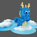 Playful Interactive Zone Featuring Blue Cartoon Dragon And White Clouds 3d model