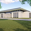 New Chinese Gymnasium Cave Style Architecture School Architecture Hotel Architecture Nursing Home Industrial Park Comprehensive Service Building Activity Center Teaching Building Restaurant Food 3d model