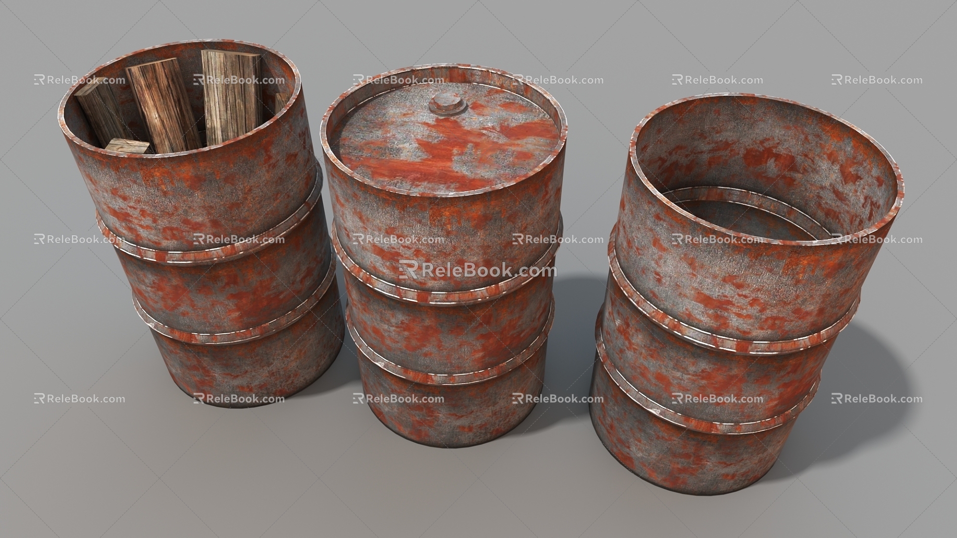 Iron Barrel Rust Oil Barrel Old Iron Barrel 3d model