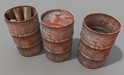 Iron Barrel Rust Oil Barrel Old Iron Barrel 3d model