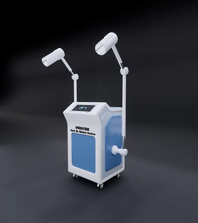 Mobile Medical Treatment Device With Dual Adjustable Arms And Display Screen 3d model