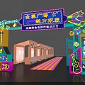 Vibrant Shopping Mall Event With Neon Lights Beauty Music Festival Trendy Lifestyle And Colorful Decorations