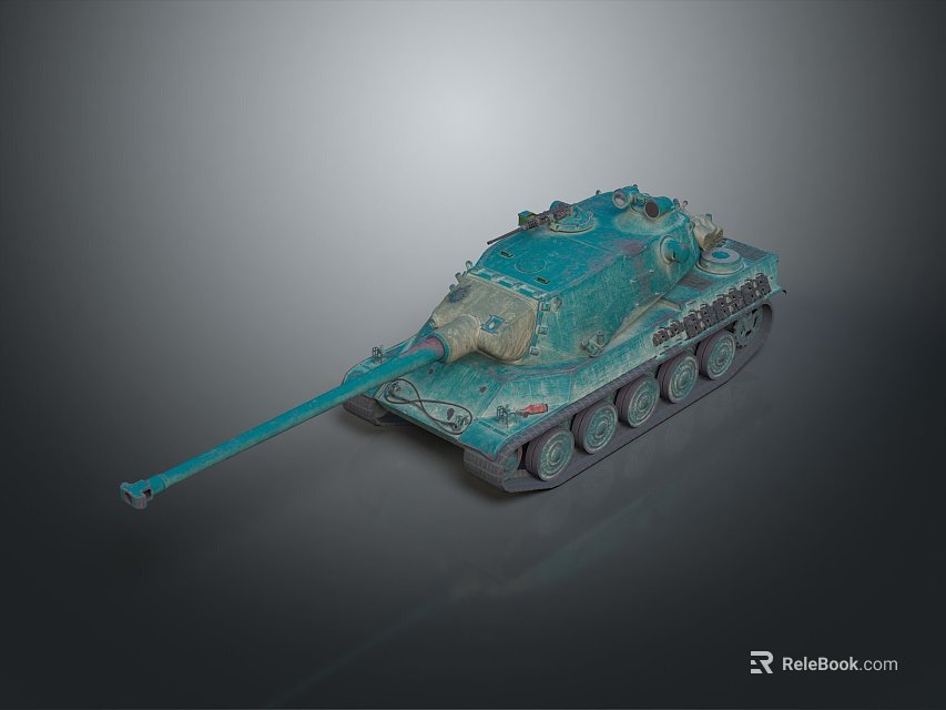 Vintage Teal Model Tank Display On Gray Background With Fine Details 3d model 