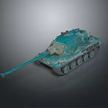 Vintage Teal Model Tank Display On Gray Background With Fine Details