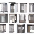 Multiple Modern Security Guard Booths With Glass Panels And Metal Frames 3d model
