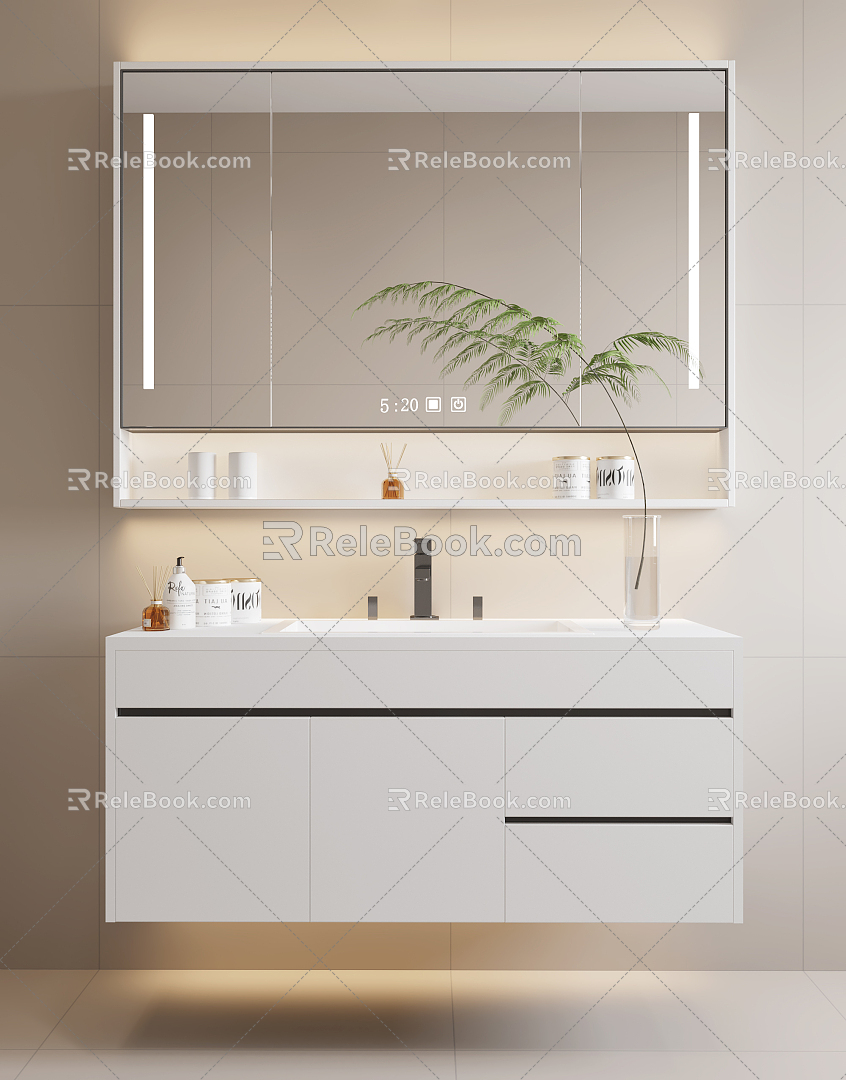 modern sink bathroom cabinet 3d model