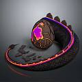 Mythical Dragon Creature Guarding Glowing Cracked Egg With Luminous Edges 3d model