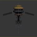 Spacecraft with Yellow Dome Black Body and Side Solar Panels for Orbital Cosmic Missions