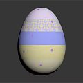 Colorful Decorative Egg Shaped Home Accessory With Geometric Patterns And Purple Dots 3d model