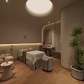 Elegant Modern Beauty Salon Interior With Warm Reception Counter And Comfortable Waiting Lounge Space