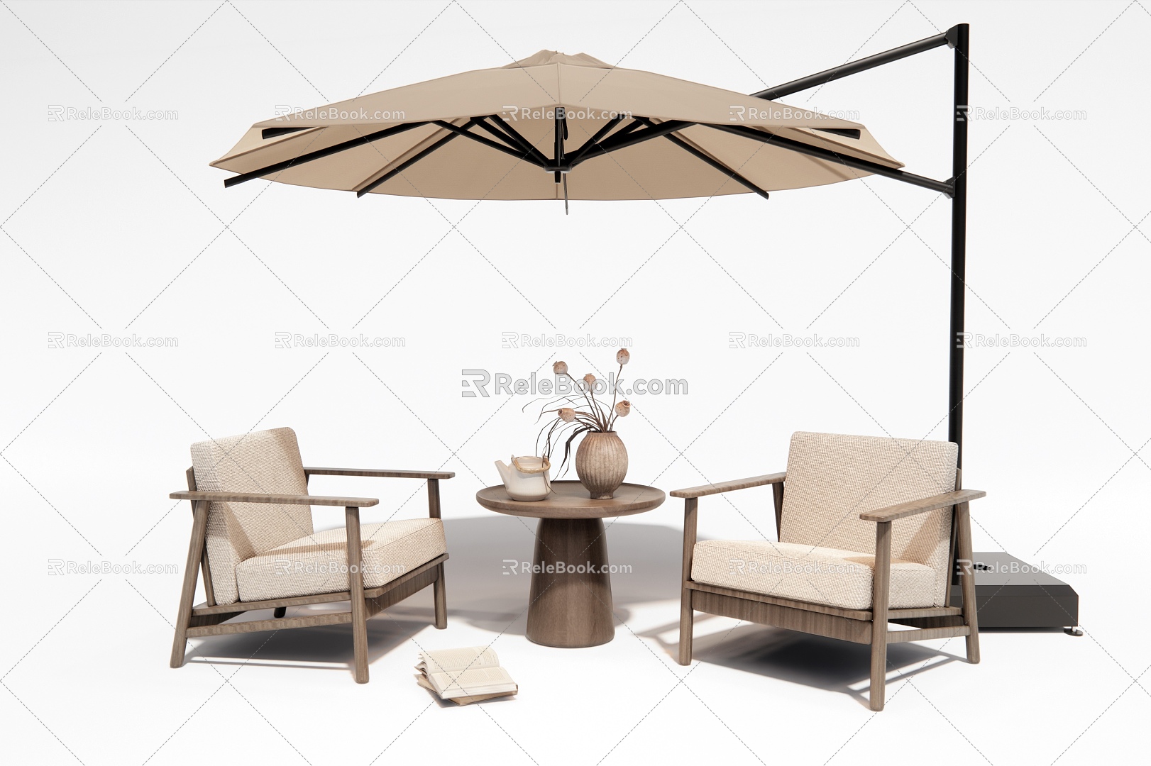 New Chinese Style Outdoor Table and Chair Leisure Chair Outdoor Chair Vase Flower Art model