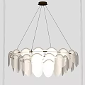Modern White Chandelier With Circular Petal Design For Home Interior Decor
