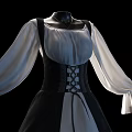 Elegant Black And White And Black Long Dresses With Corset Design And Long Sleeves