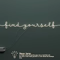 Elegant Neon Lamp Combination Displaying Find Yourself Text On Dark Green Wall