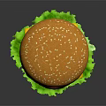 Delicious Juicy Hamburger With Sesame Seed Bun Fresh Lettuce Tomato Cheese And Patty