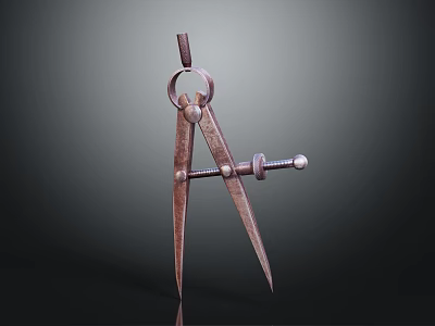 Metal Compass with Ring Top Adjustable Screw and Pointed Legs for Daily Use 3d model