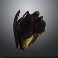 Ornate Purple And Gold Metallic Helmet With Decorative Texture And Fashion Accents