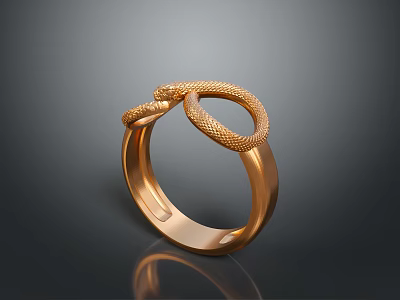 Elegant Golden Bracelet With Intricate Snake Design And Smooth Metallic Surface 3d model