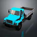 Blue Small Truck With Open Flatbed And Single Cab Design