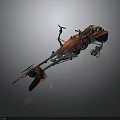 Futuristic Red Mechanical Weapon Design with Spear Shaped Blade and Sci Fi Structure 3d model