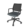 Modern Leisure Chair With Mesh Back Leather Seat Silver Armrests And Caster Wheels