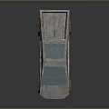 Rusty Futuristic Armored Car With Blue Roof And Roof Mounted Weapon