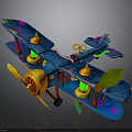 Colorful Spacecraft Model With Vibrant Cosmic Design And Decorative Propeller Parts