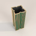 Modern Minimalist Decorative Ornament Set With Green Gold Column Holder And Two Black Accessories