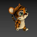 Cute Baby Tiger 3D Animated Character In Cartoon Style For Game And Film