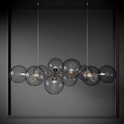 Modern Chandelier With Glass Globes And Metal Frame Transparent Design 3d model