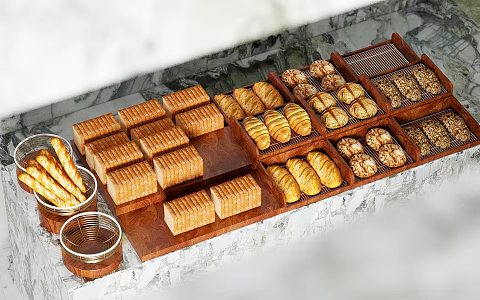 Bread wooden plate display props 3d model