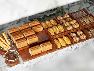 Bread wooden plate display props 3d model