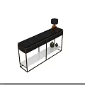 Elegant Modern Console Table with Black Top Gold Frame and Decorative Gold Vases Table Lamp