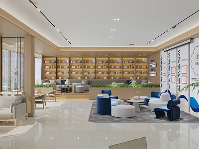 Book Art Decoration In Modern Library Interior Design 3d model