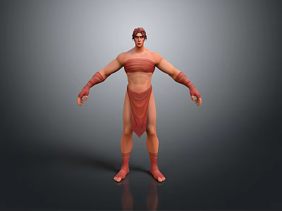 Realistic 3D Model of Muscular Female in Red Attire Standing Pose 3d model