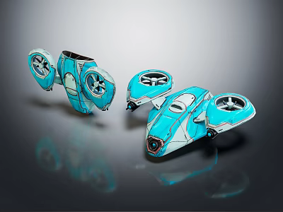 Blue Futuristic Passenger Aircraft With Propellers And Sleek Modern Design 3d model