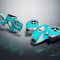Blue Futuristic Passenger Aircraft With Propellers And Sleek Modern Design