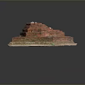 Ancient Red Brick Stepped Structure With Square Base In Scenic Historical Landscape