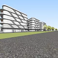 Modern Curved High Rise Apartment Building With Glass Facade Balconies And Ocean View Sunset Sky