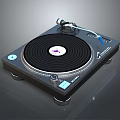 Modern Black Vinyl Turntable Audio System With Tonearm And Control Buttons Design