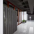 Modern Office Landscape With Curved Wall Decor Green Plants Stone Accents And Recessed Lighting