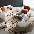 Modern Curved Sofa Coffee Table Combination Cream Sofa Coffee Table Combination Curved Sofa Double Sofa Round Carpet 3d model