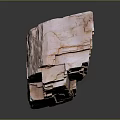 Pink Layered Stone With Wood Like Grain Texture In Irregular Block On Dark Reflective Background