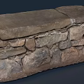 Rustic Stone Bench Structure With Stacked Irregular Stones And Slab Top 3d model