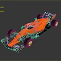 Orange Formula 1 Race Car With Aerodynamic Design Large Tires Rear Wing And Sponsor Logos