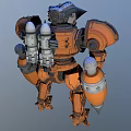 Spiked Brown Orange Mech Robot Game Movie Character With Horned Head And Sharp Legs