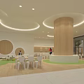 Kindergarten Interior With Wooden Elements Green Carpet White Furniture And Natural Light
