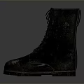 Vintage Black Leather Boots With Lace Up Design And Distressed Texture